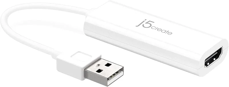 j5create USB A till HDMI-skärmadapter - USB 2.0 till HDMI 1080P-kabelkonverteringsadapter för Windows Laptop, PC (JUA195) — Laddning och kablar