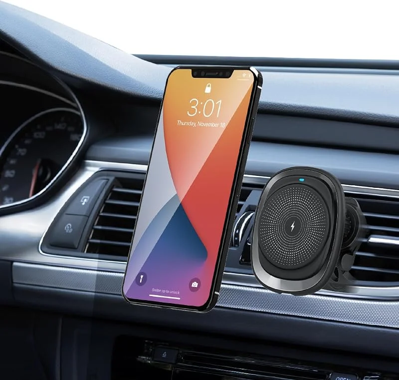 MMOBIEL Trådlös Laddare Bil Kompatibel med MagSafe Car Mount Bilfäste - 15W — Mobil och surfplatta