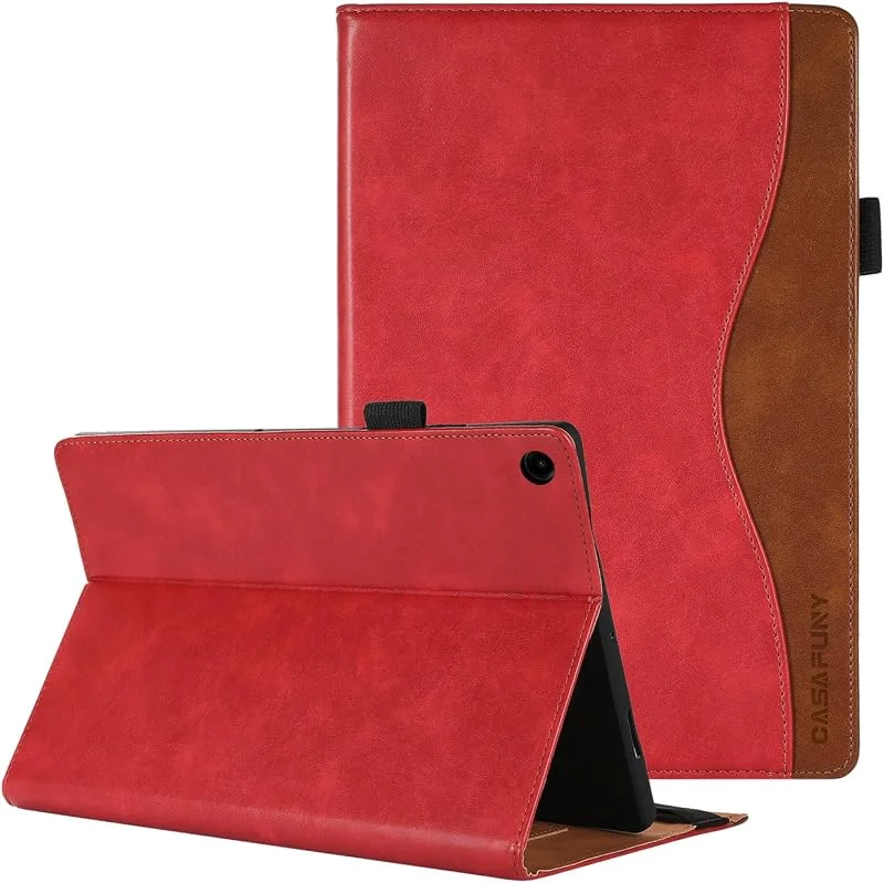 Casafuy Fodral för Samsung Galaxy Tab A9 8, 7 tum 2023 (SM-X110 SM-X115), PU-läder multivinkel folio skyddande fodral bok skydd surfplatta fodral för Galaxy Tab A9 2023, röd — Mobil och surfplatta