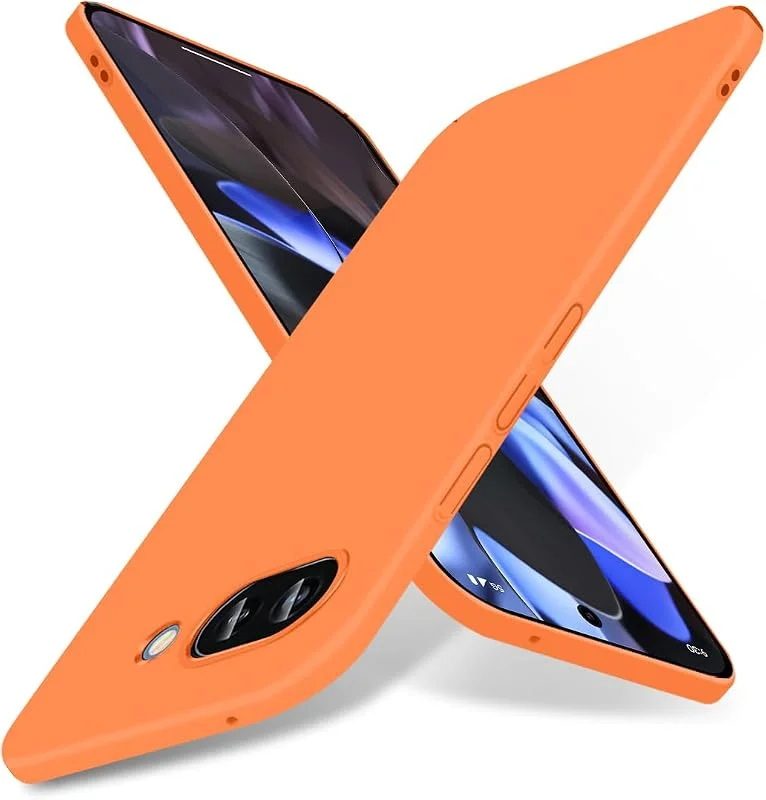 Supertunt fodral för Google Pixel 9a, ultratunt repvänligt hudvänligt hårt PC-skydd [silkeslen touch och matt yta] lätt minimalistisk för Google Pixel 9a telefonfodral, orange — Mobil och surfplatta