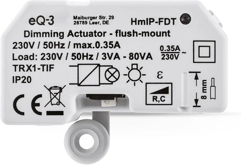 Homematic IP Smart Home Dimmer Infälld – Fasavsnitt, dimrar ljus via app, Alexa & Google Assistant, digital fasavsnittsdimmer för dimbara lampor och LED-lampor, 150609A0 — Smarta hem