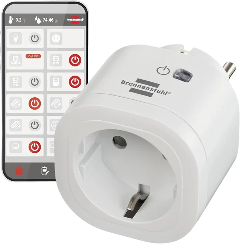 Brennenstuhl Connect WiFi uttag WA 3000 XS01 (smart plug 2, 4 GHz kompatibelt med Alexa och Google Assistant, ingen hubb krävs, smart uttag med timer, gratis app) — Smarta hem