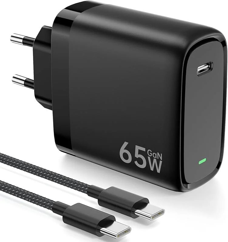 65W USB C Laddare GaN PD Strömadapter med PPS Fast Charge, 65W USB C Charger Snabbladdare med 2M Type-C Laddningskabel med MacBook, Pad, Phone 16, 15, med Galaxy, S25, S24, S23 - Svart — Mobil och surfplatta