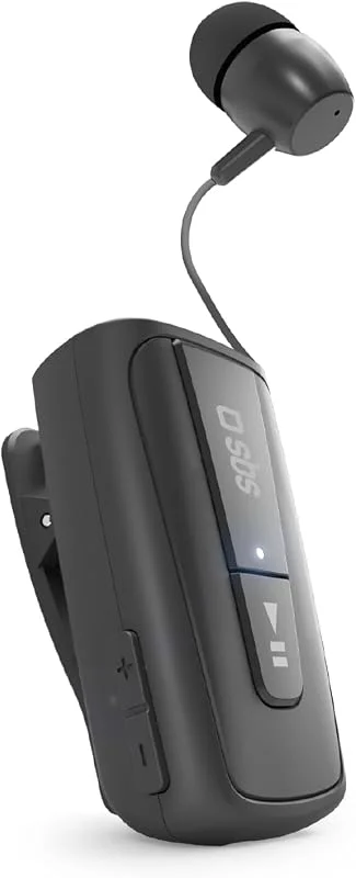 SBS Bluetooth-headset med klipp och lindad tråd, multipoint-teknik för att ansluta 2 enheter samtidigt, samtalstid upp till 7 timmar, Svart — Hörlurar och ljud
