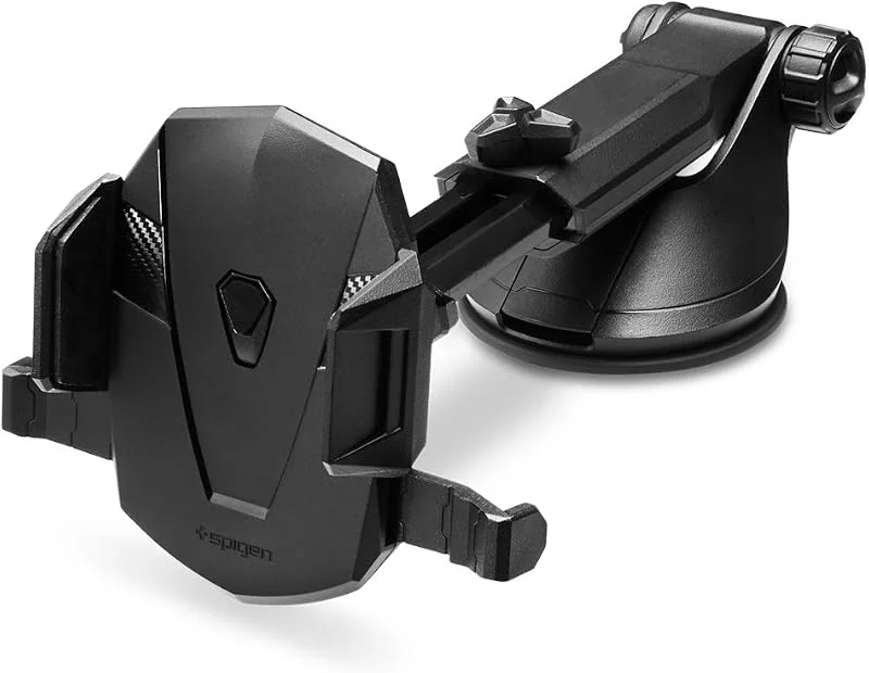 Spigen KUEL [TS35] (transformator), vindruta instrumentbräda bil telefonhållare, utdragbart kolmönster en kran 360 grader roterbar svart — Mobil och surfplatta