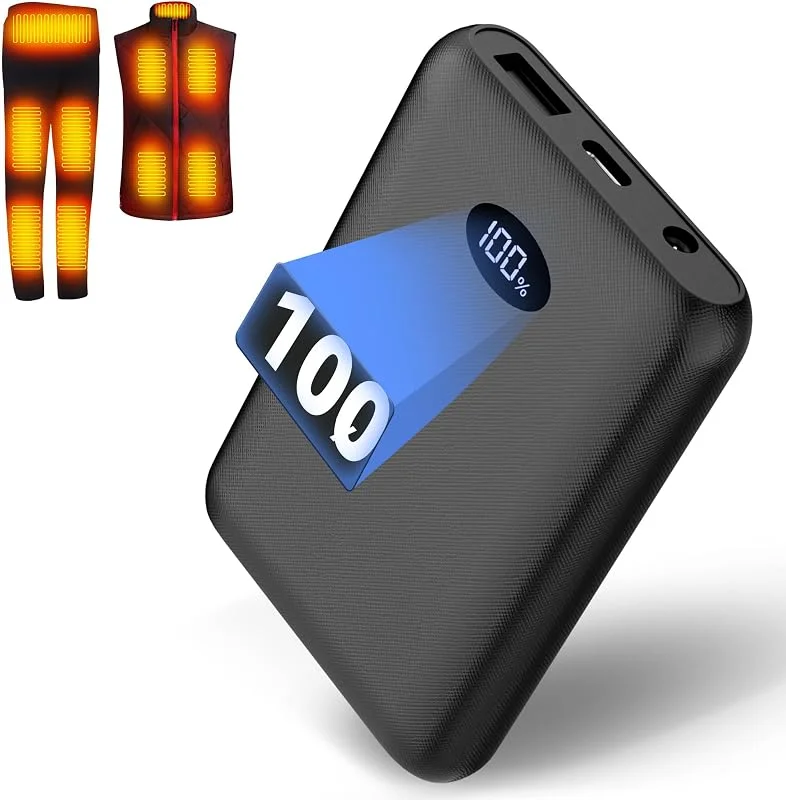 7, 4 V 10 000 mAh powerbank för värmeväst, jacka, kappa, byxor och värmefilt — Mobil och surfplatta