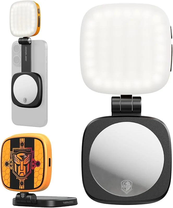 SmallRig magnetisk selfie-lampa för iPhone, telefonlampa med en spegel, omedelbar fastsättning för MagSafe, för selfies, videokonferens, Vibe P48 Bumblebee Edition – 5513 — Mobil och surfplatta