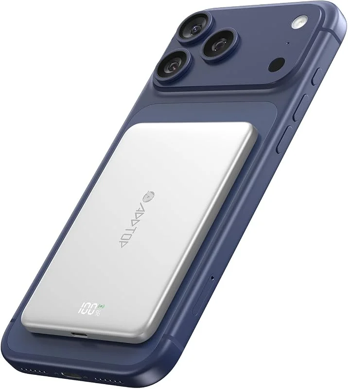 A ADDTOP Ultra Slim magnetisk powerbank 5 000 mAh – 15 W trådlös powerbank med USB C på, utgång – PD 20 W snabbladdning externa mobiltelefonbatterier för telefon 17, 16, 15, 14, 13, 12 — Mobil och surfplatta