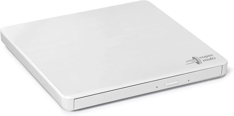 Hitachi-LG GP60 External DVD Drive, Slim Portable DVD Burner, Writer, Player for Laptop, Windows and Mac OS Compatible, USB 2.0, 8x Read, Write Speed - White — Portabel digital och ljud