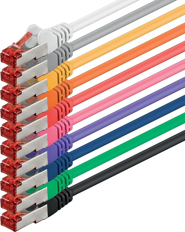 1aTTack.de 0, 25 m Ethernet-kabel, patch- och nätverkskabel, Cat6 Gigabit Maximal SFTP RJ45-10 färgkabel - 10 stycken — Laddning och kablar