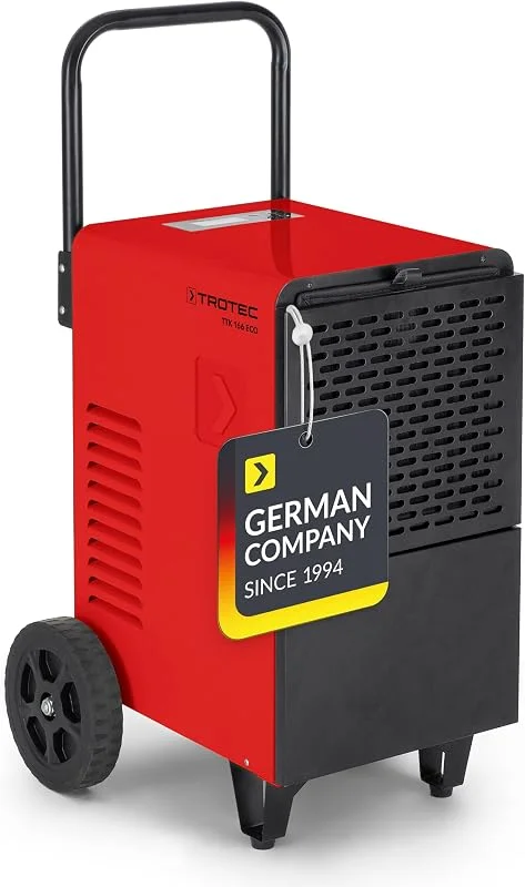 TROTEC TTK 166 ECO, industriell avfuktare, 52 l, 24 h, för torkning av byggarbetsplatser, bärbar, för rum upp till 90 m², 230 m³, luftfilter, timerfunktion, hygrostatstyrd — Hushållselektronik