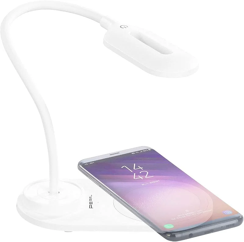 PEARL skrivbordslampa: LED-USB-skrivbordslampa, med QI-kompatibel laddningsfunktion och färgval, USB-kontakt, 20 LEDs (lampa, trådlös, kontor) — Hushållselektronik