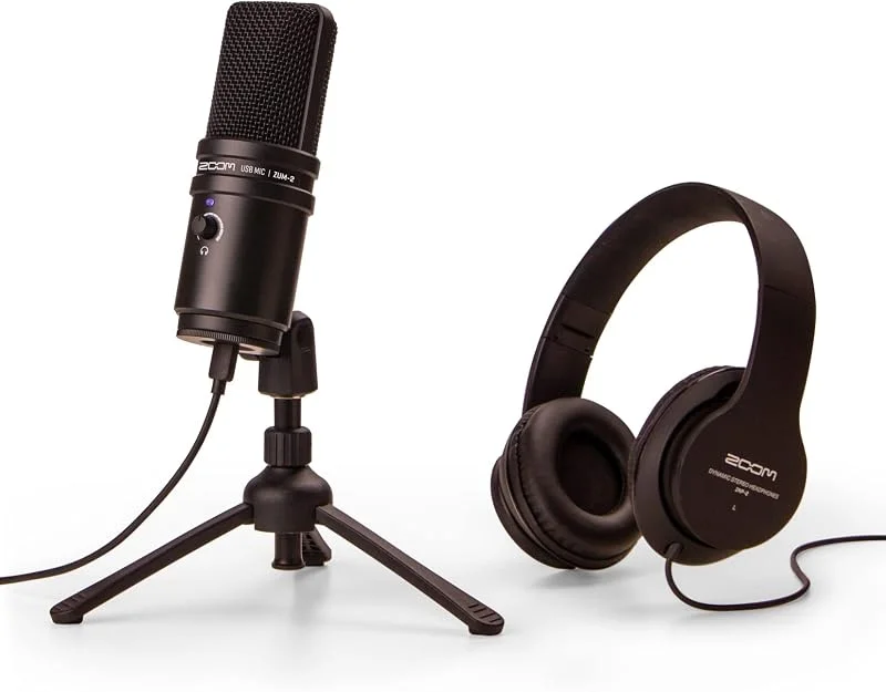 ZOOM ZUM-2 PMP USB Podcast Mic Pack för poddare, streamare och YouTubers – Komplettlösning med mikrofon och hörlurar — Datortillbehör