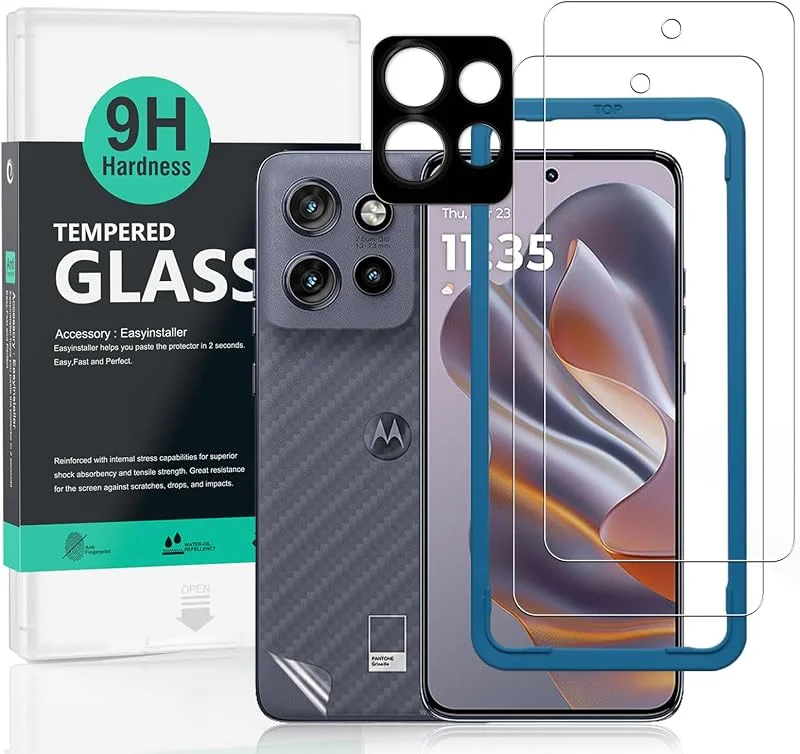 Ibywind Skärmskydd för Motorola Edge 50 Neo, 60 Neo 5G, 2-pack Härdat Glas med 9H Hårdhet och Kameralinsskydd, med Installationsram, Fingeravtrycksstöd, Inga bubblor, Reptålig och Krossäker — Mobil och surfplatta