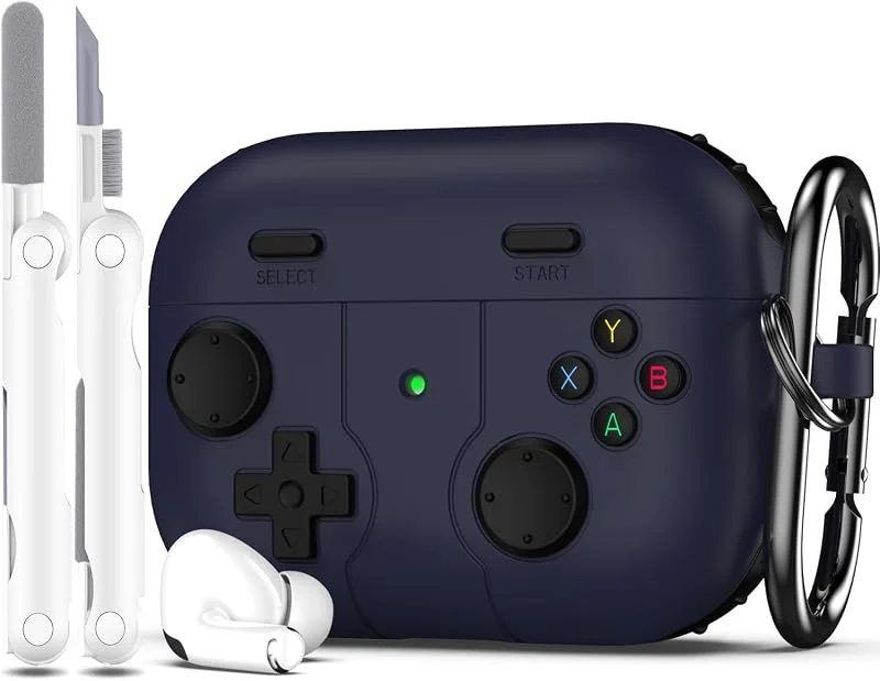 R-fun kompatibel med AirPods Pro 2:a, 1:a generationen fodral med rengöringssats, klassisk handhållen spelkonsol designfodral mjuk hud silikonskydd för Apple AirPods Pro 2, 1 laddningsfodral, lila — Mobil och surfplatta