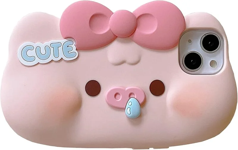 fodral för iPhone 11, söt 3D Kawaii telefonfodral rolig rosa gris tecknat skydd med stativ mjuk silikongel droppskyddande fodral kvinnor flickor för iPhone 11 — Mobil och surfplatta