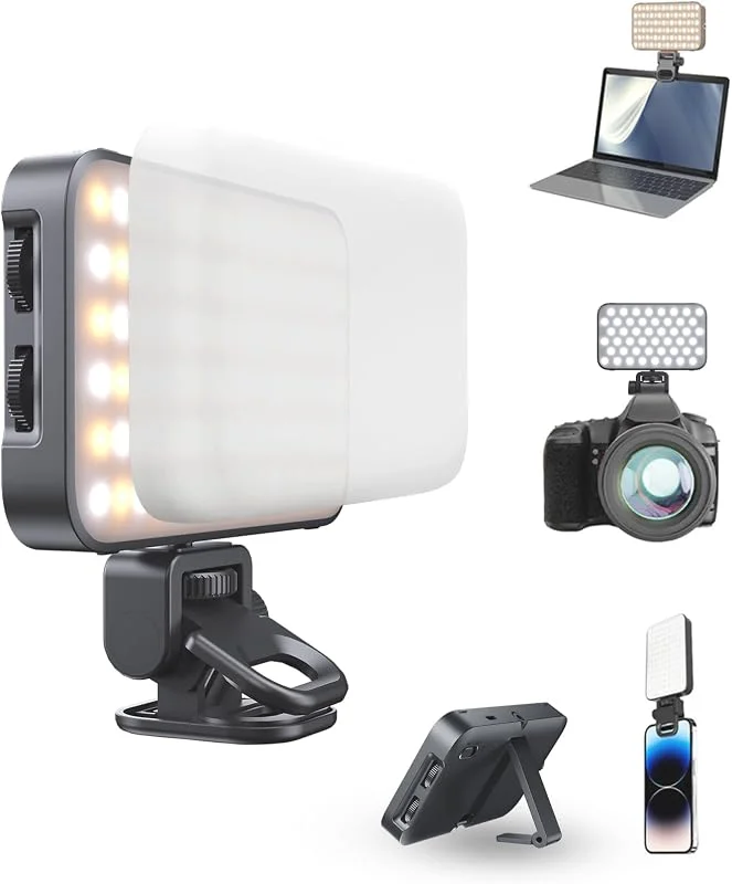 TONEOF 96 LED Mobilbelysning Med Mjuk Diffusor och Integrerat Stativ, Uppladdningsbart Kameraljus, Videokonferensljus Med Flera Ljusstyrkenivåer, Portabelt Selfieljus–Svart — Mobil och surfplatta
