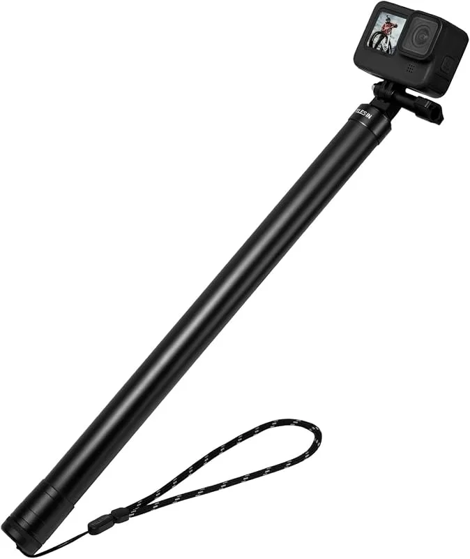 TELESIN 3M, 118 lång kolfiber handhållen selfiepinne utdragbar stång monopod för GoPro Max Hero 11 10 9 8 7 6 5 svart Insta360 X3 One X2 ONE R DJI OSMO Action 3 kamera och andra actionkameror — Mobil och surfplatta