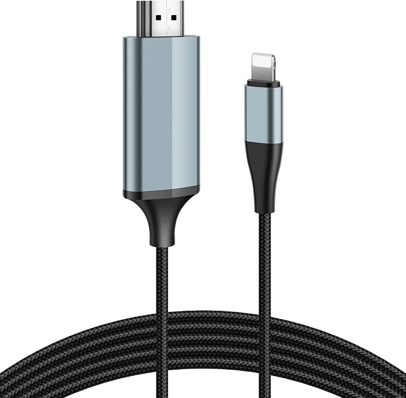 HDMI-Kabel för iPhone, Omvandlarkabel för Telefon, Surfplatta, Pod Till TV, iOS 11-14, YouTube TV-Utgång, Högupplöst HD 1080P, 4 M Lång Version — Mobil och surfplatta